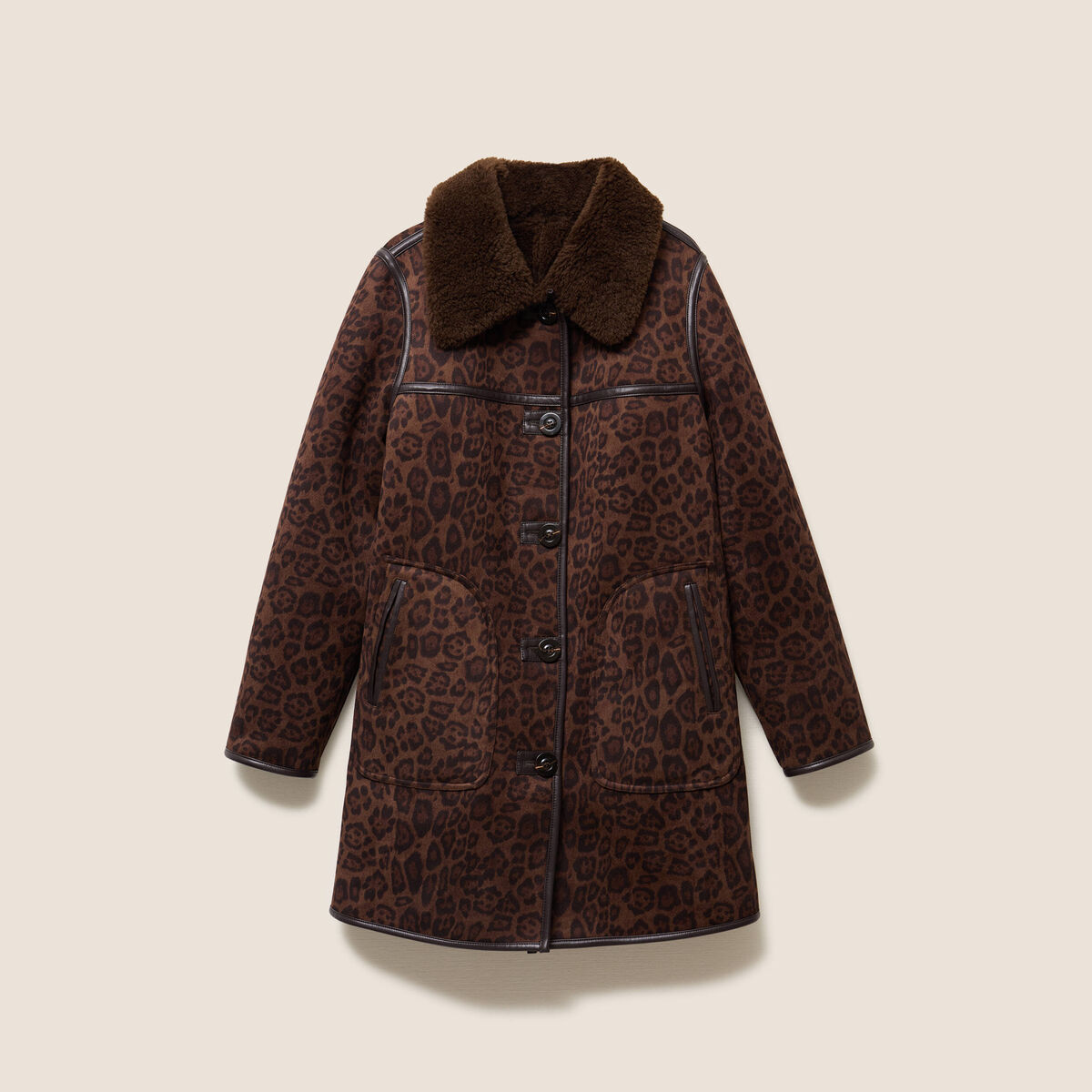 Manteau col montant marron femme