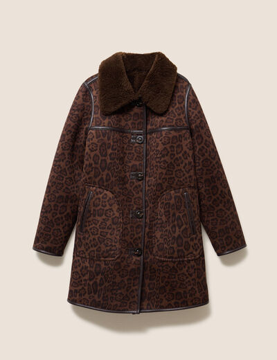 Manteau col montant marron femme