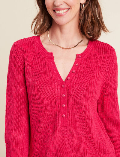 Pull manches longues rose femme