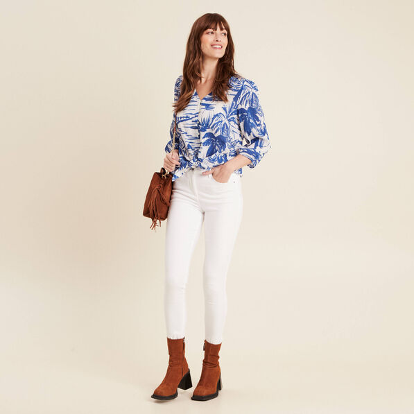 Blouse manches 3/4 blanc femme