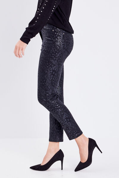 Pantalon ajusté noir femme