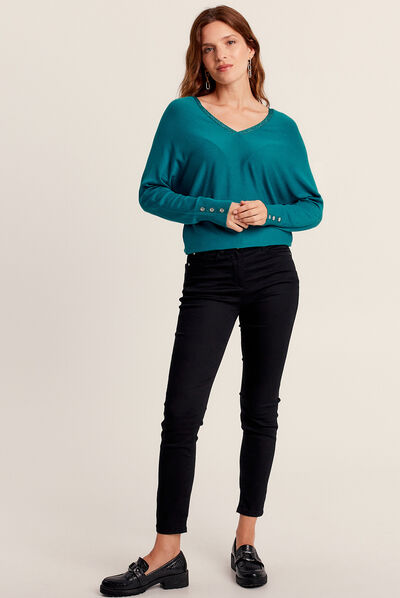 Pantalon léger taille standard 7/8ème noir femme
