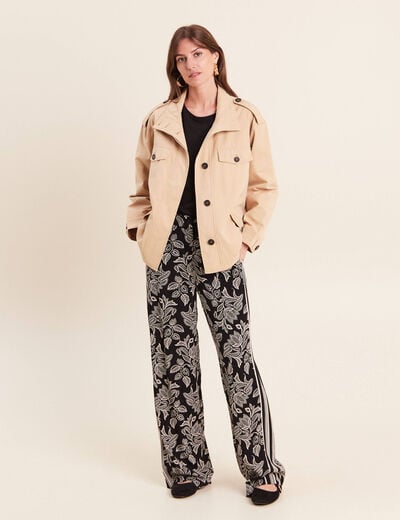 Trench col montant doubl&eacute; beige femme