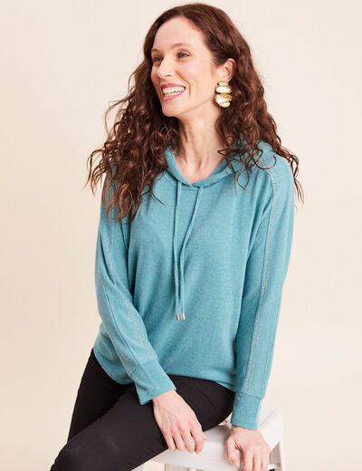 Sweat &agrave; capuche vert fonc&eacute; femme