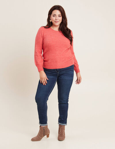 Pull manches longues rouge corail femme