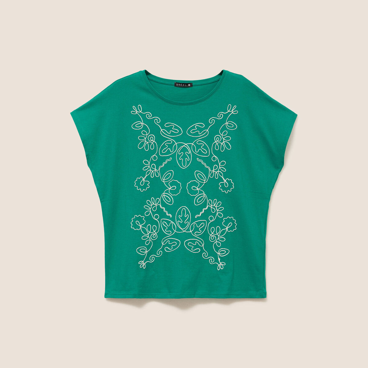 T-shirt col rond manches courtes vert menthe femme