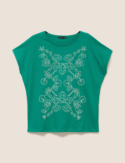 T-shirt col rond manches courtes vert menthe femme