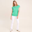 T-shirt droit col rond manches courtes vert menthe femme