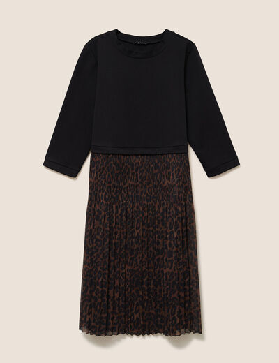 Robe bi-mati&egrave;re &eacute;vas&eacute;e col rond marron femme