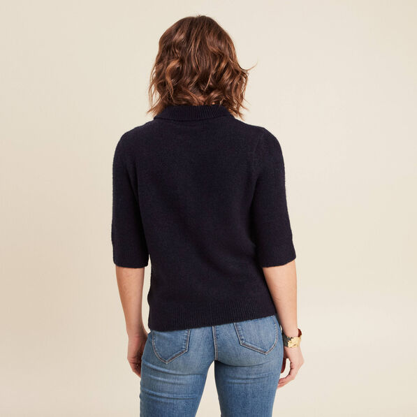 Pull manches courtes bleu foncé femme