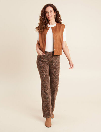 Pantalon magique L'Unique coupe bootcut marron cognac femme