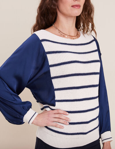 Pull manches longues blanc femme