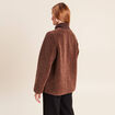 Manteau manches longues col montant marron fonc&eacute; femme