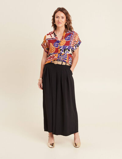 Chemise ample manches courtes multicolore femme