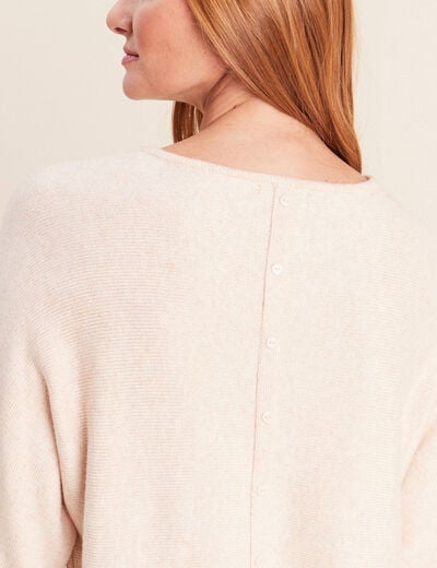 Pull col rond manches longues beige femme
