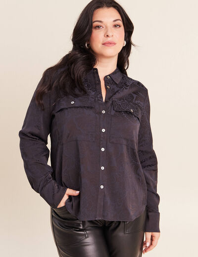 Chemise manches longues bleu femme
