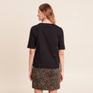 T-shirt ajust&eacute; col rond manches coudes noir femme