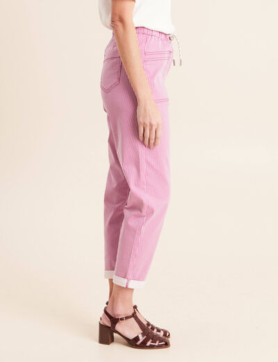 Pantalon coupe mom 7/8&egrave;me rose femme