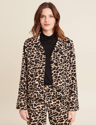 Veste droite boutonnée creme femme