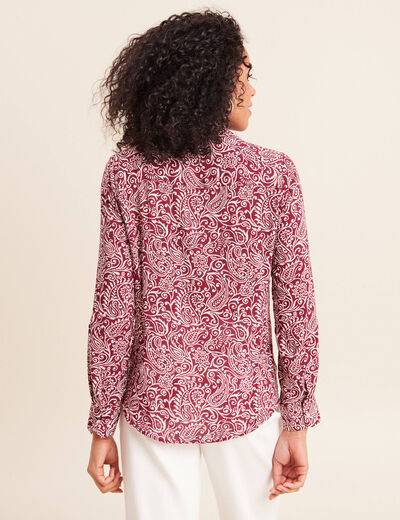 Chemise cintr&eacute;e manches longues bordeaux femme