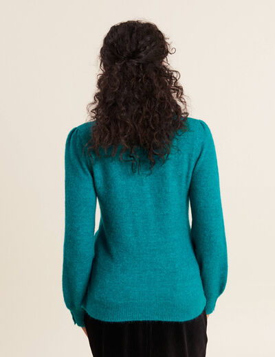 Pull manches longues vert canard femme