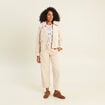 Pantalon barrel 7/8&egrave;me en velours sable femme