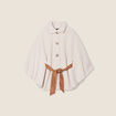 Poncho boutonn&eacute; ceintur&eacute; ecru femme