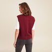 gilet droit court sans manches col rond bordeaux femme