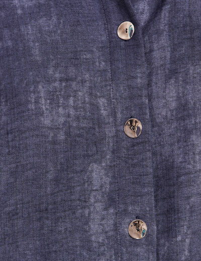 Chemise col chemise manches 3/4 bleu femme