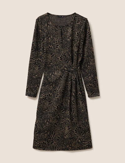 Robe ajust&eacute;e courte en maille col rond vert kaki femme