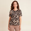 T-shirt en coton manches courtes beige clair femme