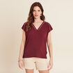 T-shirt manches courtes bordeaux femme