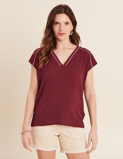 T-shirt manches courtes bordeaux femme