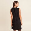 Robe sans manches col rond aspect daim noir femme