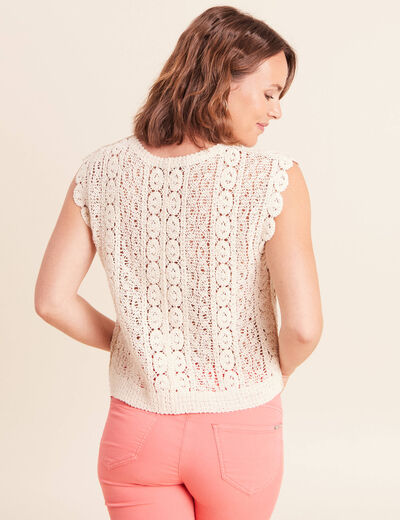 D&eacute;bardeur macram&eacute; ecru femme