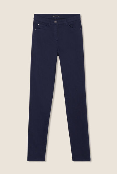 Pantalon léger taille standard long bleu marine femme