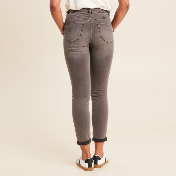 Jean ajusté taille standard 7/8ème gris femme