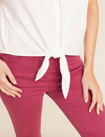 Chemise manches courtes fluide ecru femme
