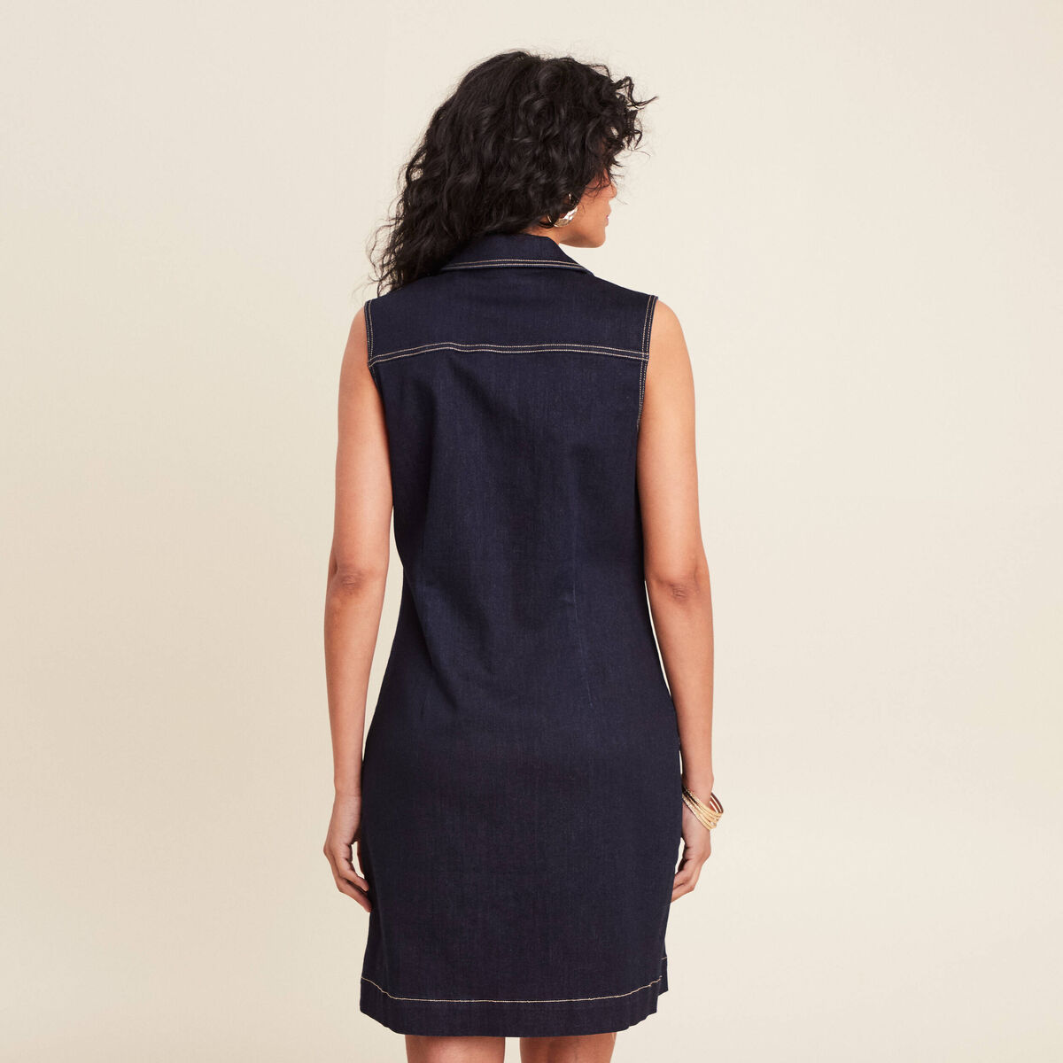 Robe droite en jean denim brut femme