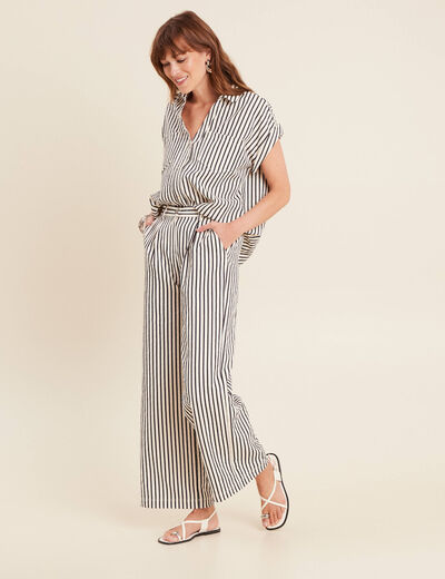 Chemise ample manches courtes bleu foncé femme