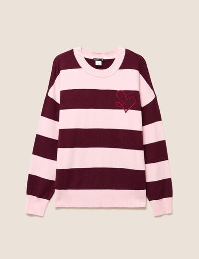 Pull col rond bordeaux femme