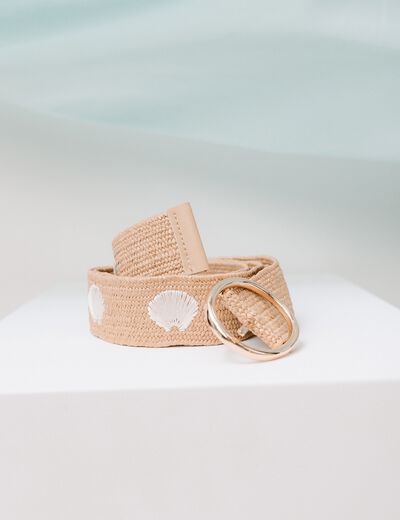 Ceinture large ecru femme