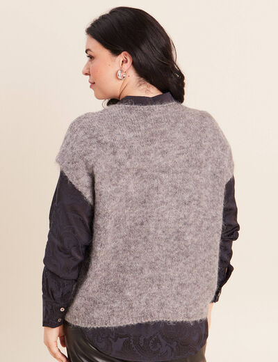 Pull sans manches gris fonc&eacute; femme