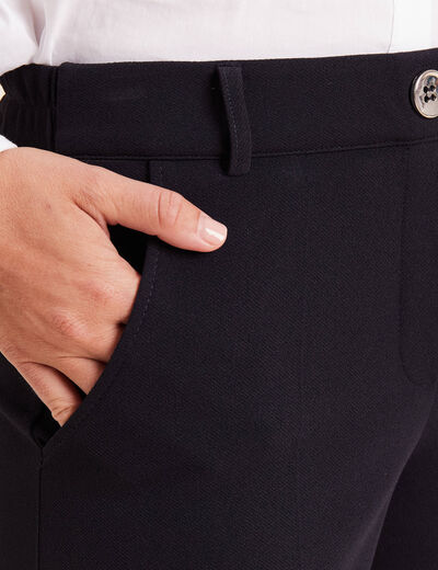 Pantalon coupe large &agrave; pinces bleu fonc&eacute; femme