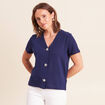 T-shirt col v manches courtes bleu marine femme