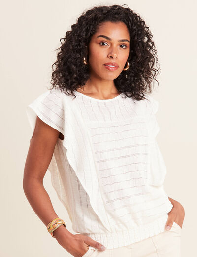 T-shirt manches courtes ecru femme