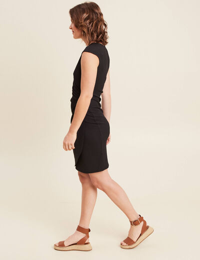 Robe courte ajustée noir femme