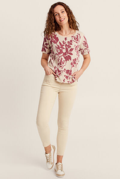 Pantalon léger taille standard 7/8ème ivoire femme