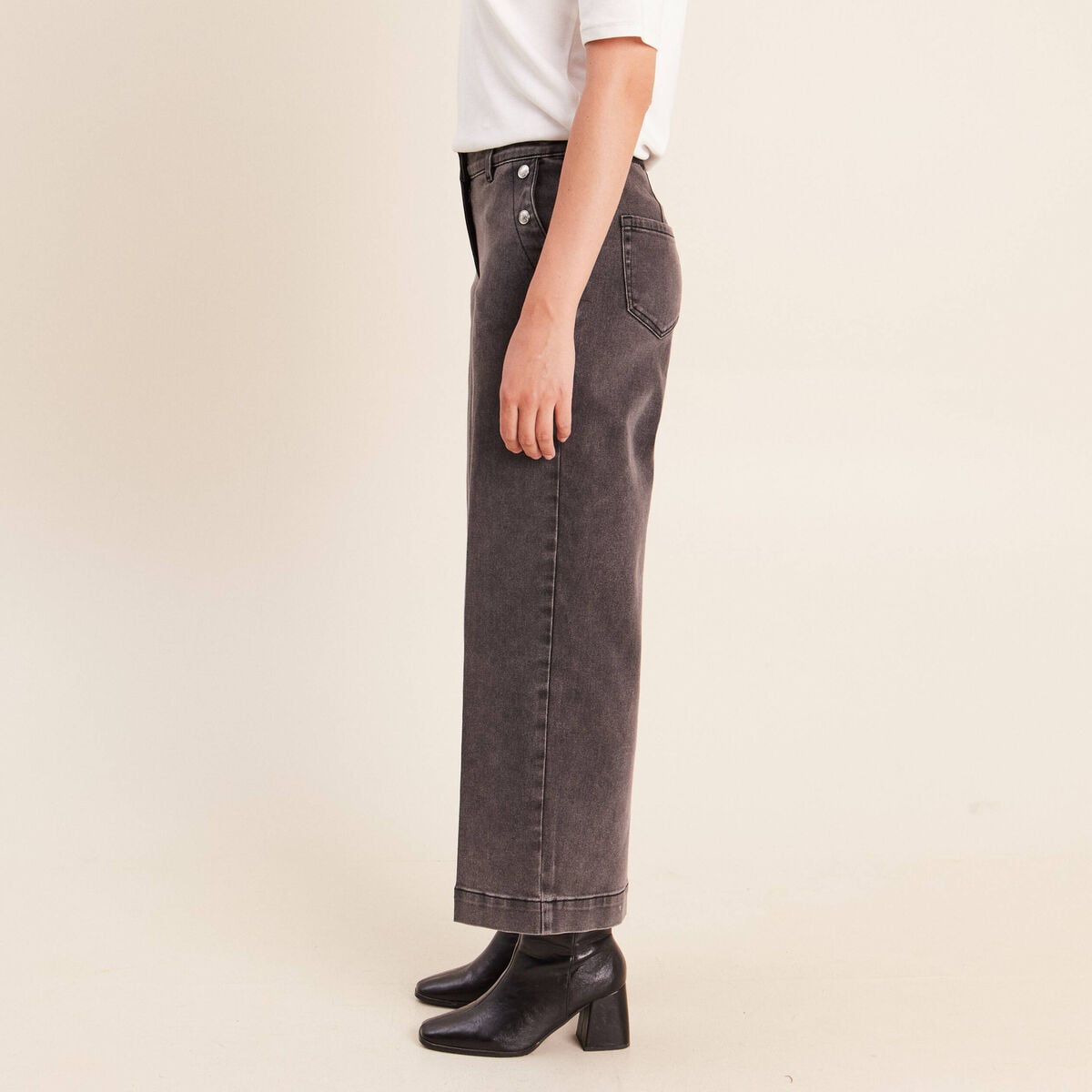 Jean denim gris femme