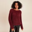 Pull manches longues ajour&eacute; bordeaux femme